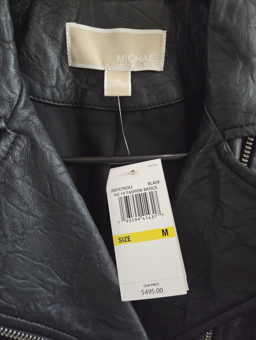 NWT Michael Kors Black Faux Leather Moto Jacket - Picture 3 of 5